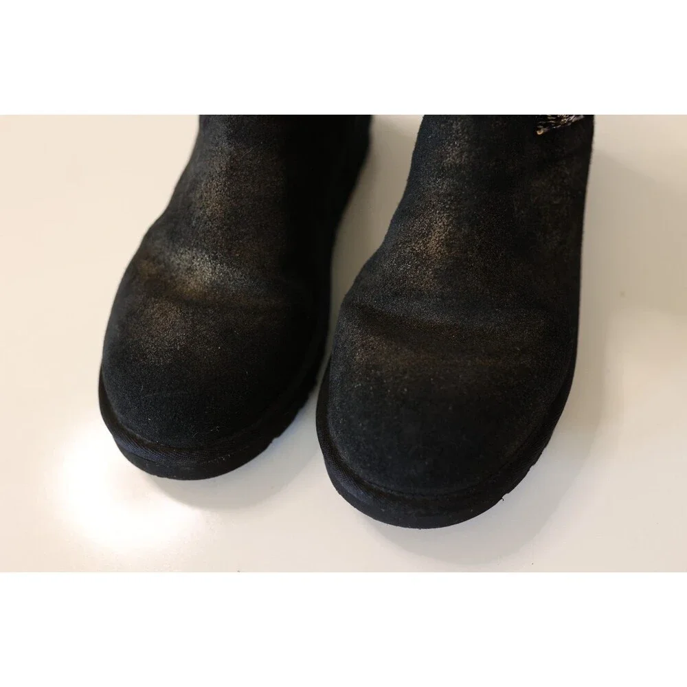 UGG Lyla Women's Gold/Black Metallic Leather Sequin Knit Ankle Boots Size 7